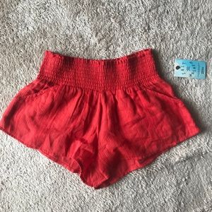 NWT High Waisted Red Beach Shorts